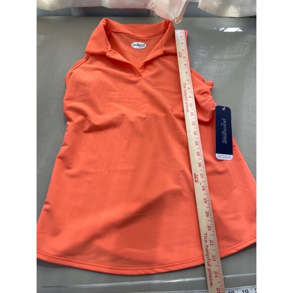 Southwind Pebble Beach Top Salmon Womens Small Sleeveless Collared Orange Golf - Picture 7 of 9